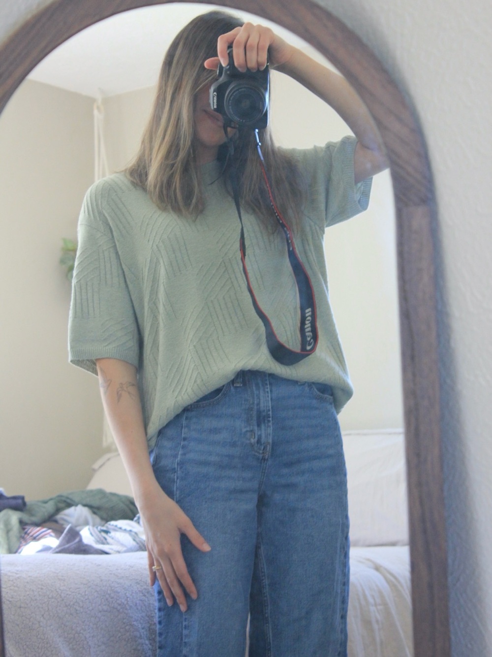 Alfred Dunner Sage Green Knit Short Sleeve Top